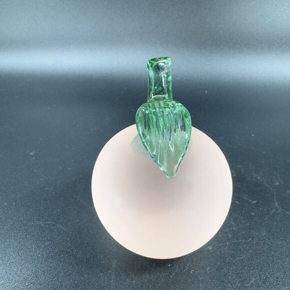 Vintage Glass Apple Fruit Figurine Paperweight Frosted With Green Leaf Top VTG - Picture 9 of 13